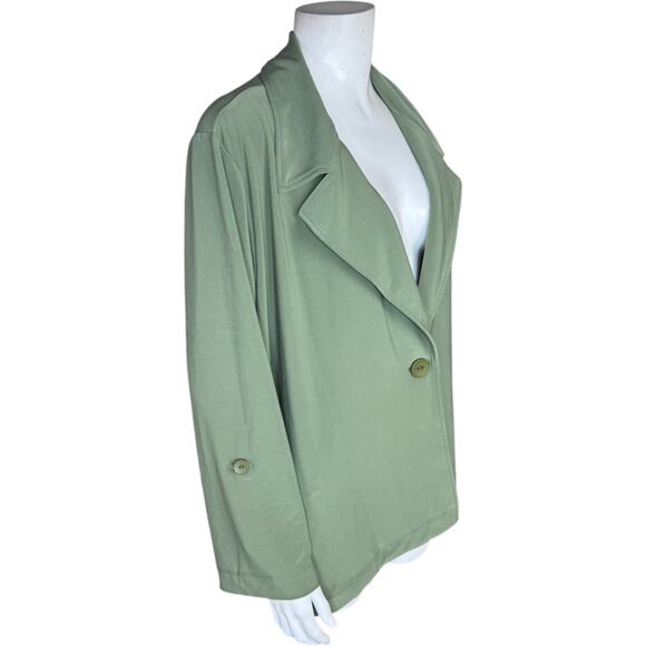 GRAVER Susan Graver LK Luxe Petite Notch Collar Jacket Tarragon X-Large Petite - Picture 2 of 13